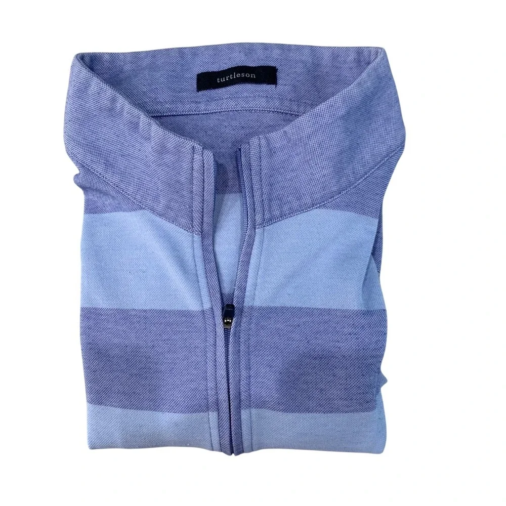 Turtleson Mens Striped‎ 1/4 Zip Pullover 12 Oaks Golf Shirt Medium Blue